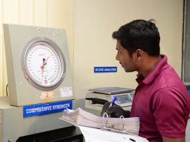 Compression Strength Testing at Testing laboratory